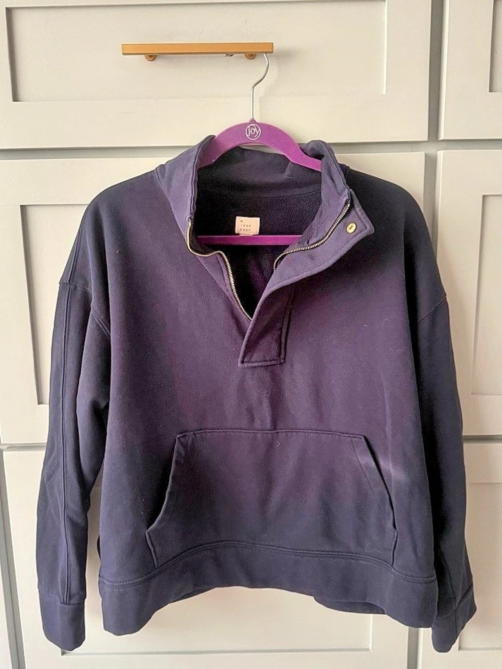 a new day Navy Blue Quarter-Zip Pullover Size XL Like New